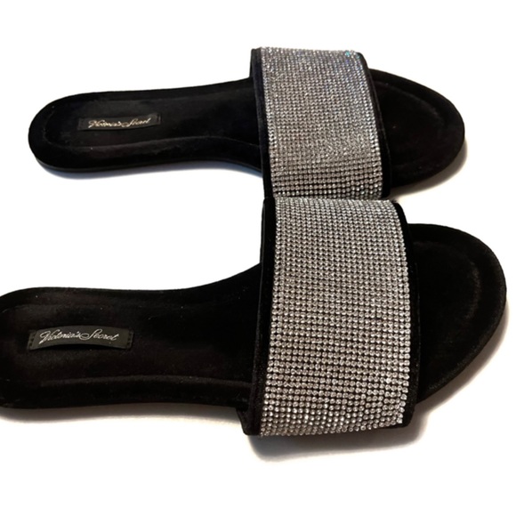 Victoria’s Secret Black Rhinestone Slippers - Picture 2 of 3